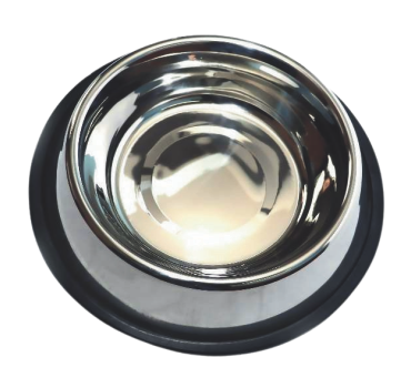 Mirror Polished Dog Bowl with Black Rubber Base – Durable & Non-Slip